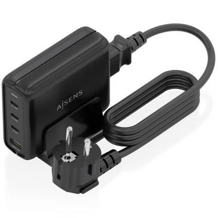 Aisens Cargador Sobremesa GaN 140W 3xUSB-C y 1xUSB-A Negro